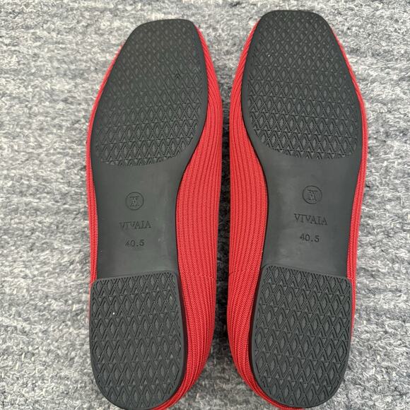 VIVAIA Shoes US 9 EURO 40.5 Square-Toe V-Cut Flats Margot 2.0 Red Ballet Knit - Picture 10 of 13